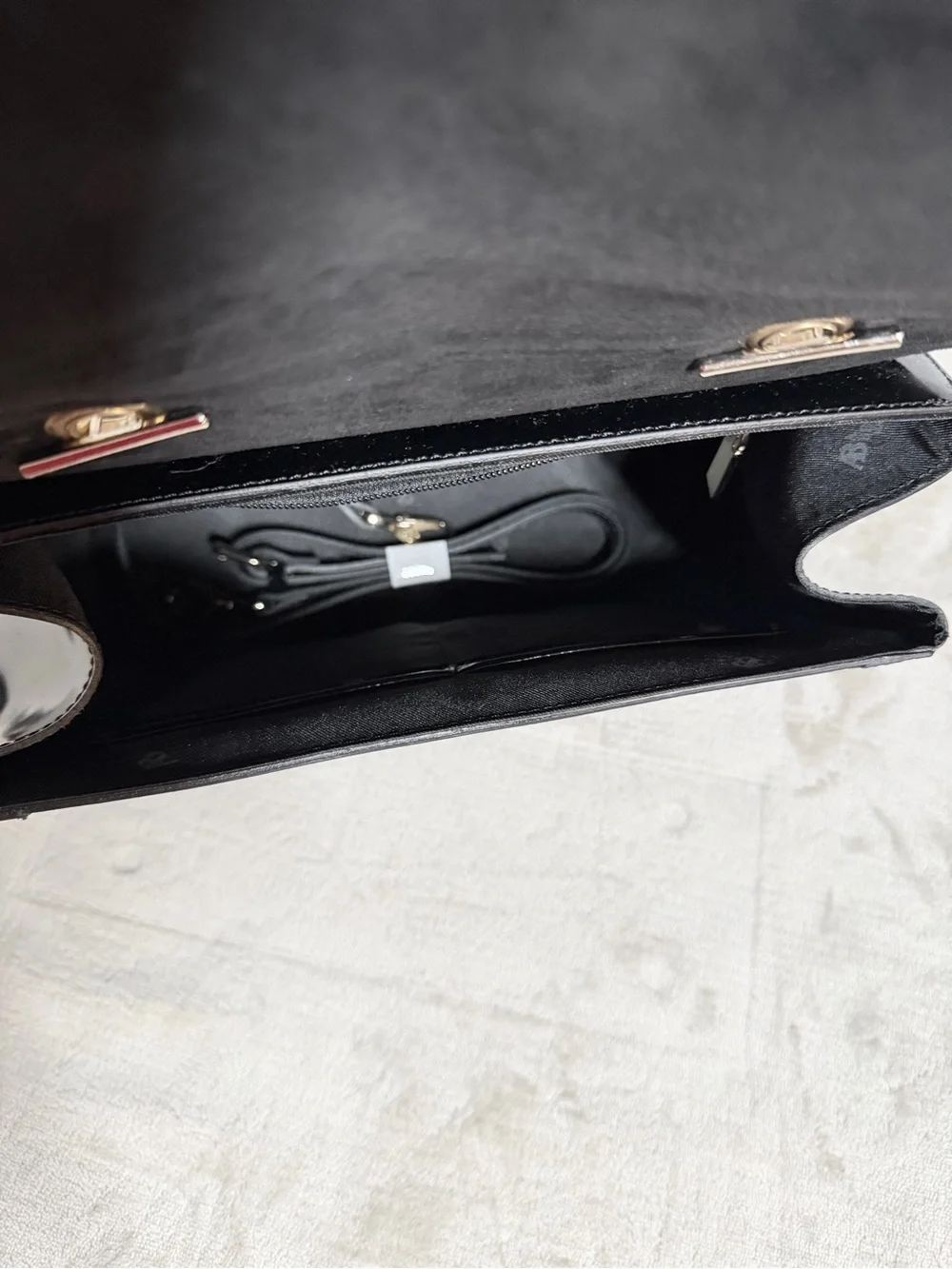 Black Leather and Leopard Accent Top-Handle Satchel